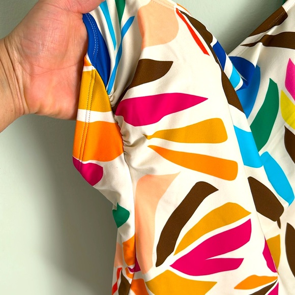 Tabitha Brown Colorful Botanical Leaf One Piece Swim Bathing Suit - Picture 3 of 11